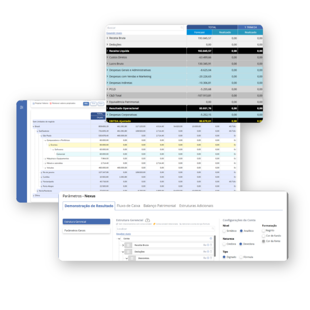 Interface do produto Planejamento e gestão financeira